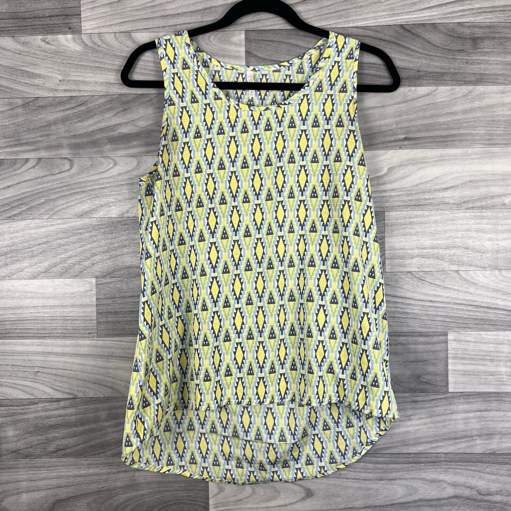 AMK Jackson Hole Wyoming Shirt Womens S Yellow Blue Tank Top Lightweight Outdoor